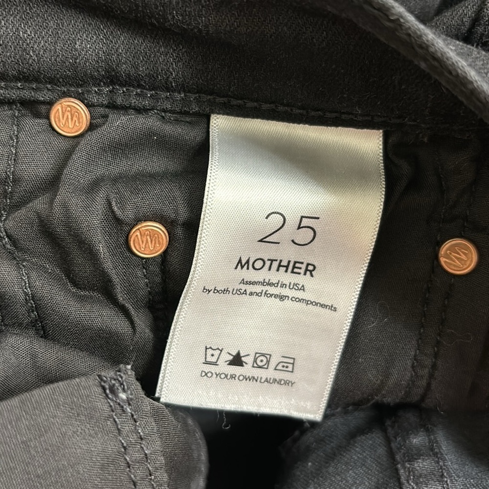 Mother Tippy Top Frisky Flood Not Guilty Black Denim Straight Jeans Size 25 - Picture 12 of 14